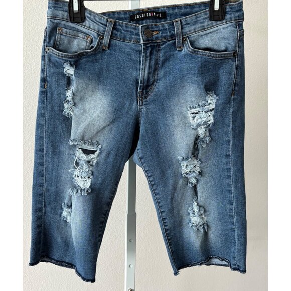 Bundle of 2 Denim Shorts L Distressed Rip Summer Ready Festival Boho Streetwear - Picture 4 of 16